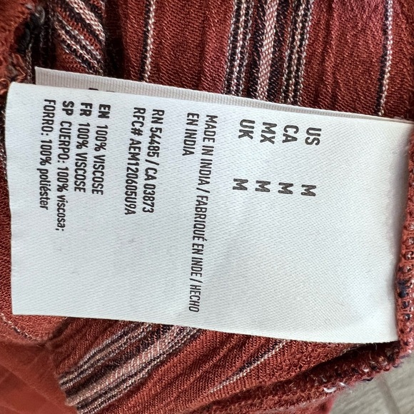 American Eagle Burnt Orange Wide Legged Cropped Sleeveless Jumpsuit W/Pocket M - Picture 9 of 11